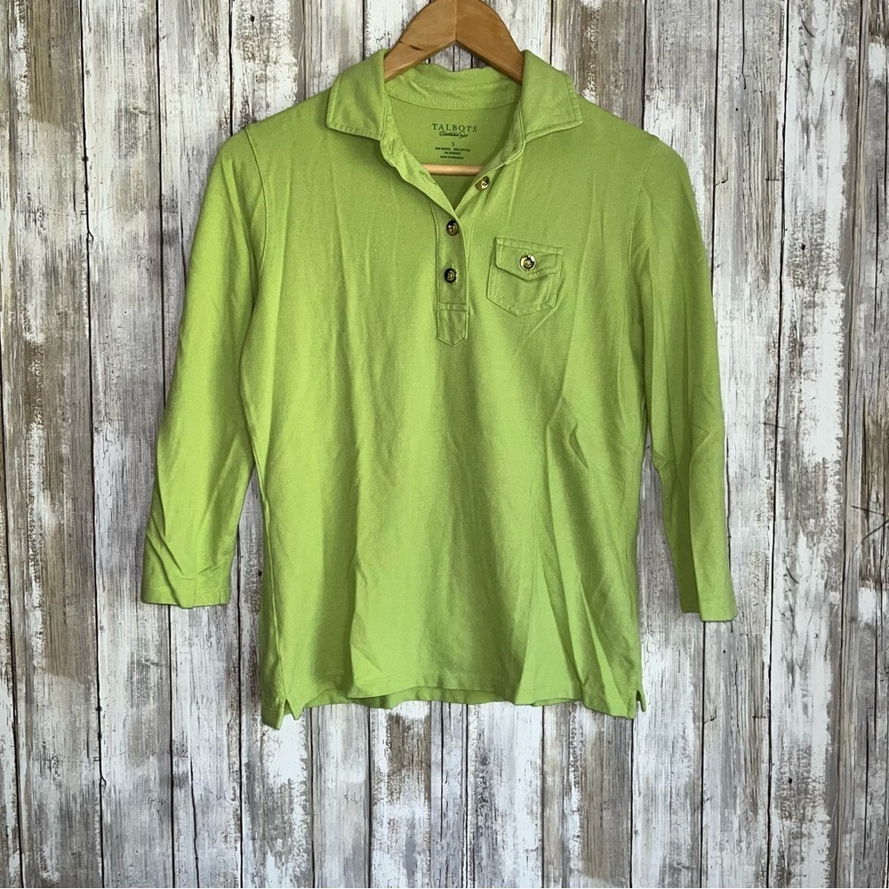 Talbots Green Button Neck Blouse - Picture 1 of 4